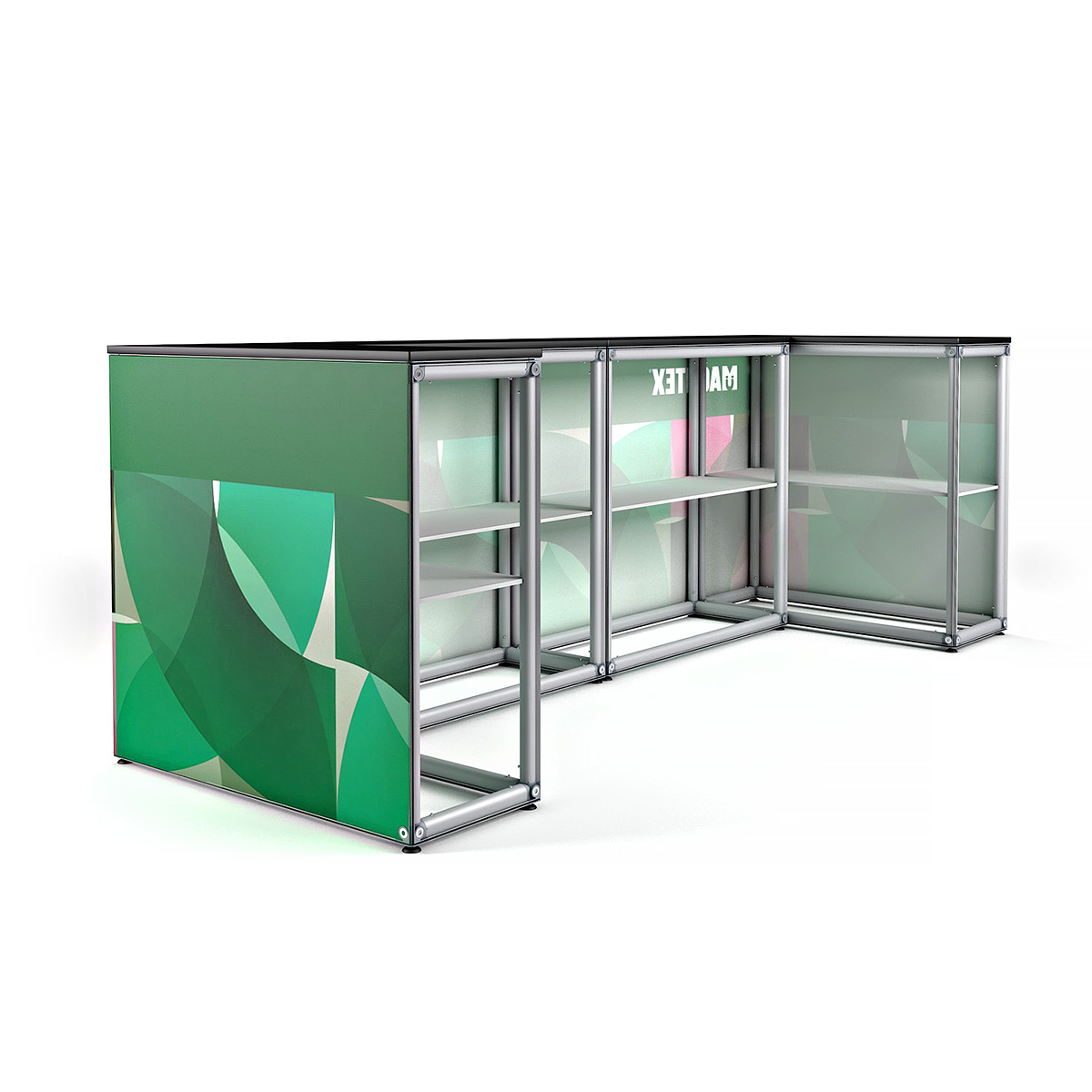 MAGNTEX® Exhibition Counter Display 4m Kit  U-Shape Configuration Back View SEG Tension Fabric Graphic Wrap